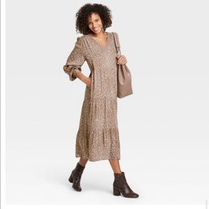 NWT - Long Sleeve Tan Leopard Maxi